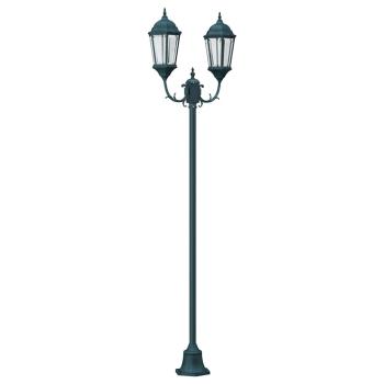 Gartenlichtpfosten 2-Lampe E27 Grün 220 cm Aluminium