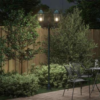 Gartenlichtpfosten 2-Lampe E27 Grün 220 cm Aluminium