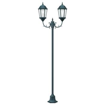 Gartenlichtpfosten 2-Lampe E27 Grün 220 cm Aluminium
