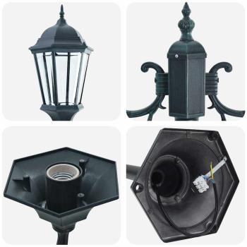 Gartenlichtpfosten 2-Lampe E27 Grün 220 cm Aluminium