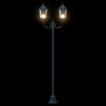 Gartenlichtpfosten 2-Lampe E27 Grün 220 cm Aluminium