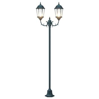 Gartenlichtpfosten 2-Lampe E27 Grün 220 cm Aluminium