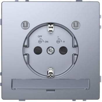 ARDEBO.de Merten MEG2304-6036 SCHUKO-Steckdose mit Lichtauslass und LED-Beleuchtungs-Modul, erhöhter Berührungsschutz, Steckklemmen, edelstahl
