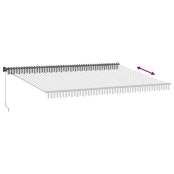 Markise Einziehbar Anthrazit und Weiß 5x3 m Stoff und Aluminium