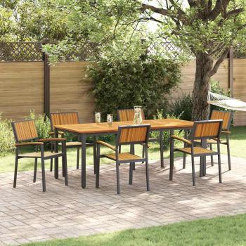 ARDEBO.de - Outdoor Esszimmerstühle Set aus 6 Schwarz Metall und Holz