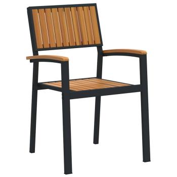 Outdoor Esszimmerstühle Set aus 6 Schwarz Metall und Holz