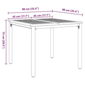 3-teiliges Garten-Ess Set Schwarz und Holz Metall und Holz