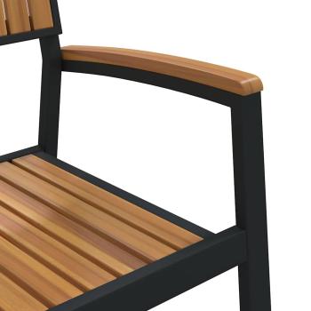 3-teiliges Garten-Ess Set Schwarz und Holz Metall und Holz