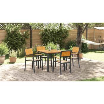Garten Esszimmer Set 5-teilig Schwarz und Braun Metall und Holz