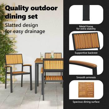 Garten Esszimmer Set 5-teilig Schwarz und Braun Metall und Holz