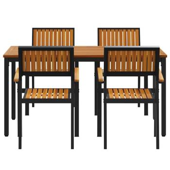 Garten Essbereich Set 5-teiliges Set Schwarz Metall und Holz