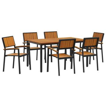 Garten Esszimmer Set 7-teilig Schwarz Aluminium Langlebig