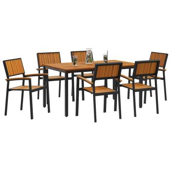 Garten Esszimmer Set 7-teilig Schwarz Aluminium Langlebig