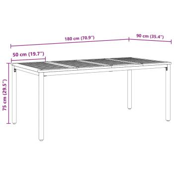 Garten Essgruppe 7-teilig Schwarz, Naturholz Metall, Holz