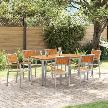Garten Essgruppe 7-teilig Grau Metall Stabil und bereit