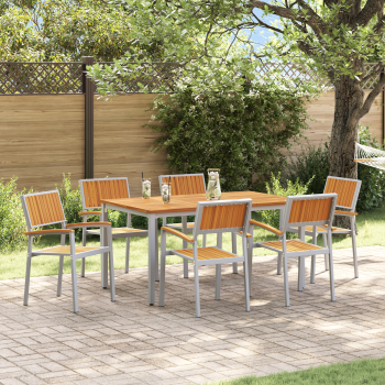 Garten Essgruppe 7-teilig Grau Metall Stabil und bereit