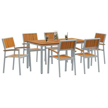 Garten Essgruppe 7-teilig Grau Metall Stabil und bereit