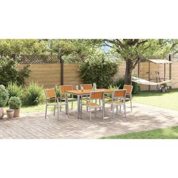 Garten Essgruppe 7-teilig Grau Metall Stabil und bereit