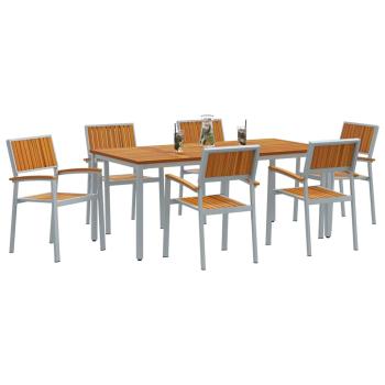 Garten Essgruppe 7-teilig Grau Metall Langlebig Gartenmöbel Set