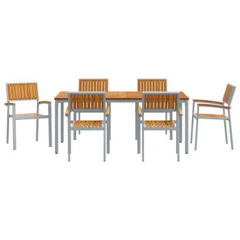 Garten Essgruppe 7-teilig Grau Metall Langlebig Gartenmöbel Set