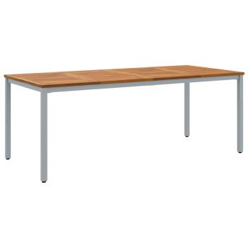 Garten Essgruppe 7-teilig Grau und Naturholz Metall und Holz