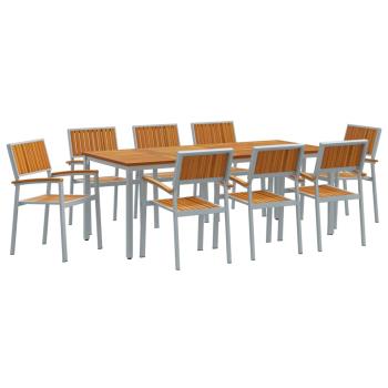 Garten Essgruppe 9-teilig Grau Aluminium Langlebig