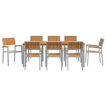 Garten Essgruppe 9-teilig Grau Aluminium Langlebig