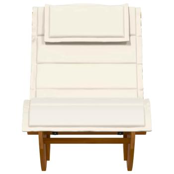 Sonnenliege Set von 2 Creme, Naturholz Massivholz Akazie, Polyester