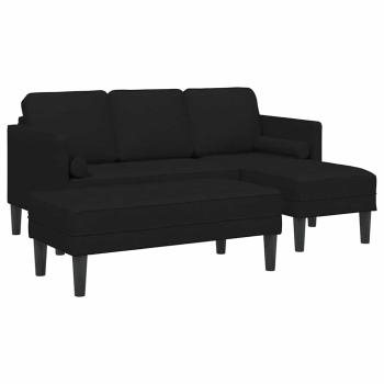 2-teiliges Sofa Set mit Kissen aus schwarzem Stoff