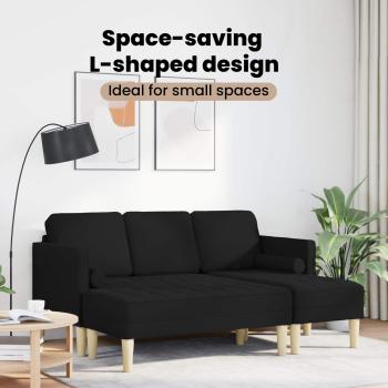 Sofa Set mit Kissen 2 pcs Schwarz Polyester