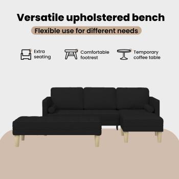 Sofa Set mit Kissen 2 pcs Schwarz Polyester