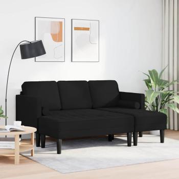 2-teiliges Sofa Set mit Kissen aus schwarzem Stoff