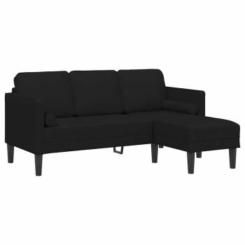 2-teiliges Sofa Set mit Kissen aus schwarzem Stoff