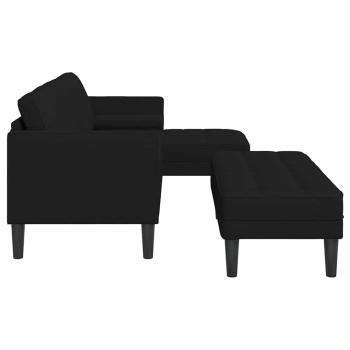 2-teiliges Sofa Set mit Kissen aus schwarzem Stoff
