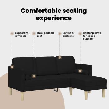 Sofa Set mit Kissen 2 pcs Schwarz Polyester