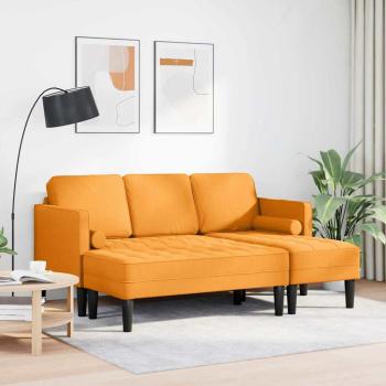 2-teiliges Sofa Set mit Kissen aus dunkelgelbem Stoff