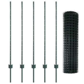 Gartenzaun-Set 2er Set Grün Pulverbeschichteter Stahl Mittel