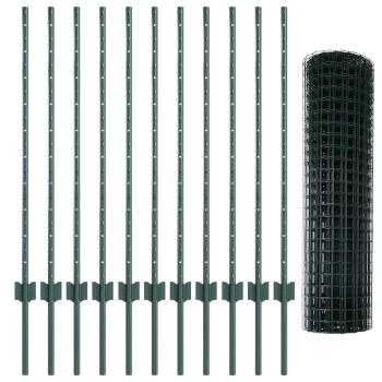 Eurozaun-Set Set aus 2 Grün Metall 25 x 1 m Zaun Langlebig