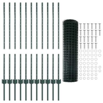 Eurozaun-Set Set aus 2 Grün Metall 25 x 1 m Zaun Langlebig
