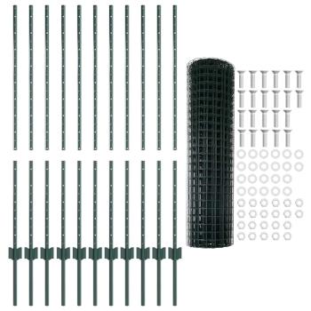 Euro Zaun Set von 2 Grün Pulverbeschichteter Stahl 25 x 1,2 m