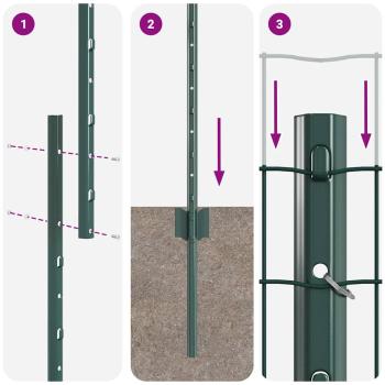 Euro Zaun Set von 2 Grün Pulverbeschichteter Stahl 25 x 1,2 m