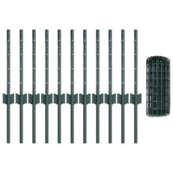 Gartenzaunpaneele Set 2 Stück Grün Pulverbeschichteter Stahl Groß