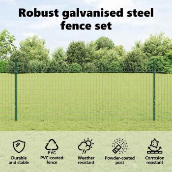 Euro Zaun Set mit 2 Grün Kunststoff, Metall 25m lang x 1m hoch
