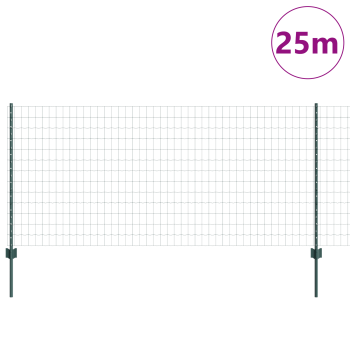 Euro Zaun Set mit 2 Grün Kunststoff, Metall 25m lang x 1m hoch
