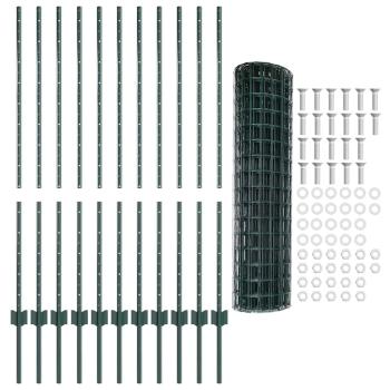Gartenzaunrolle Set aus 2 Grün Pulverbeschichteter Stahl