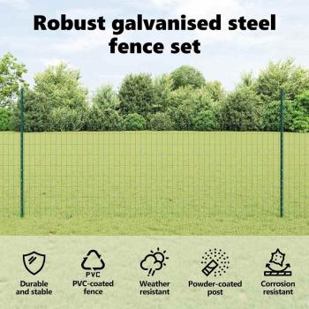 Euro-Zaun Set 2er Set Grün Pulverbeschichteter Stahl 25 x 1,2 m