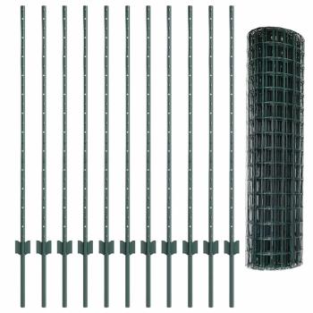 Euro Zaun Set aus 2 Grün PVC-beschichteter Draht Groß