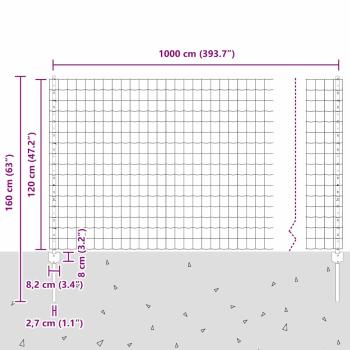 Gartenzaunset Set aus 2 Grün Metall 10 x 1,2 m Erweiterbar