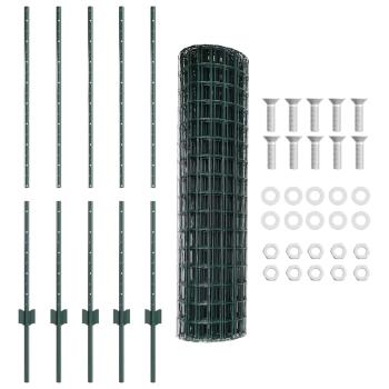 Gartenzaunset Set aus 2 Grün Metall 10 x 1,2 m Erweiterbar
