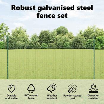 Euro-Zaun mit Pfosten 10 x 1,5 m PVC-beschichteter Stahl Grün